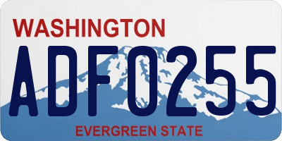 WA license plate ADF0255