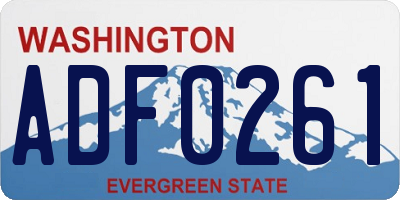 WA license plate ADF0261