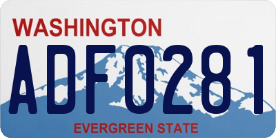 WA license plate ADF0281