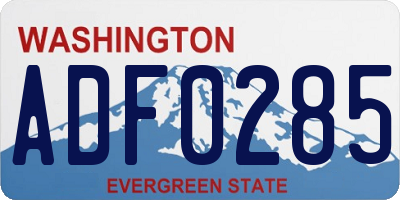 WA license plate ADF0285