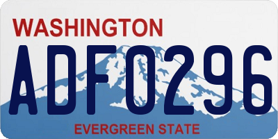 WA license plate ADF0296