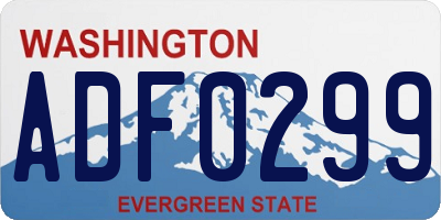 WA license plate ADF0299