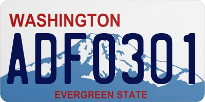 WA license plate ADF0301