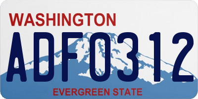 WA license plate ADF0312