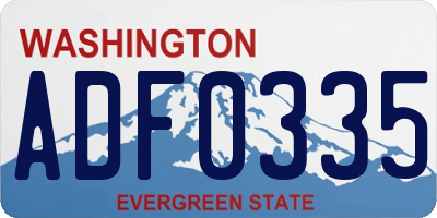 WA license plate ADF0335