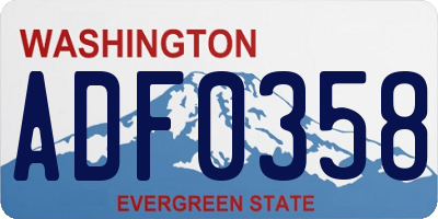 WA license plate ADF0358