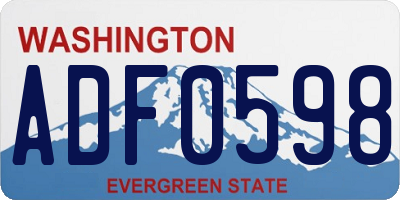 WA license plate ADF0598