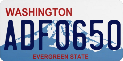 WA license plate ADF0650