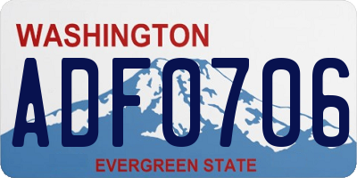 WA license plate ADF0706