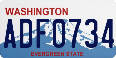 WA license plate ADF0734