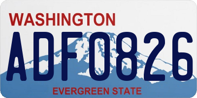 WA license plate ADF0826