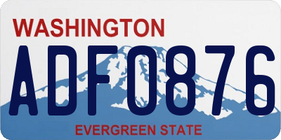 WA license plate ADF0876