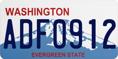 WA license plate ADF0912