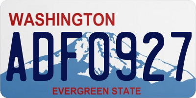 WA license plate ADF0927
