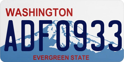 WA license plate ADF0933