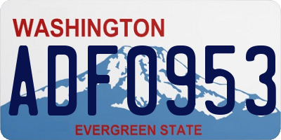 WA license plate ADF0953