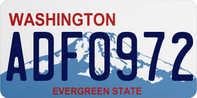 WA license plate ADF0972