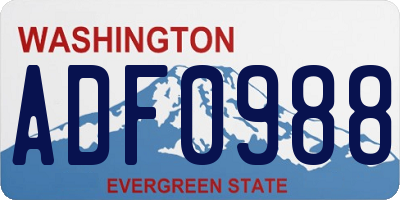 WA license plate ADF0988