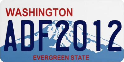 WA license plate ADF2012