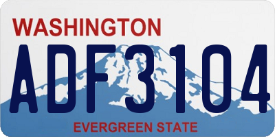 WA license plate ADF3104
