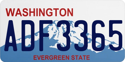 WA license plate ADF3365