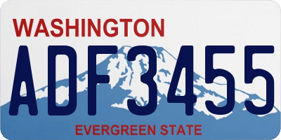 WA license plate ADF3455