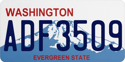 WA license plate ADF3509