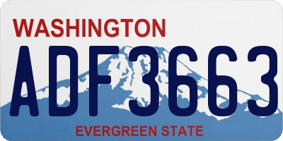 WA license plate ADF3663