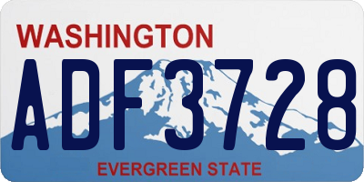 WA license plate ADF3728