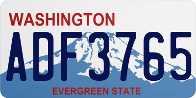 WA license plate ADF3765