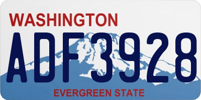 WA license plate ADF3928