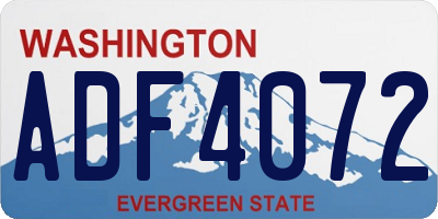 WA license plate ADF4072