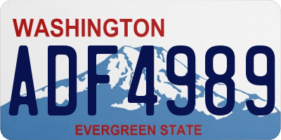 WA license plate ADF4989
