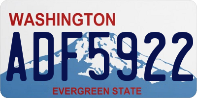WA license plate ADF5922