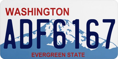 WA license plate ADF6167