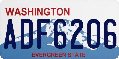 WA license plate ADF6206