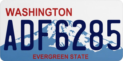 WA license plate ADF6285