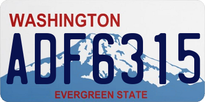 WA license plate ADF6315
