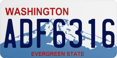 WA license plate ADF6316
