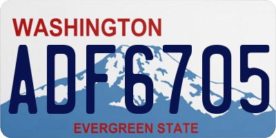 WA license plate ADF6705