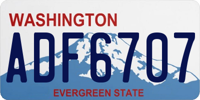 WA license plate ADF6707