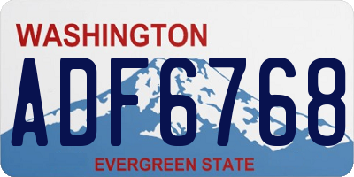 WA license plate ADF6768