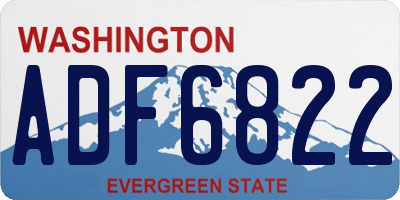 WA license plate ADF6822