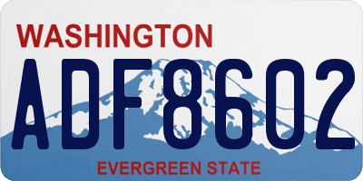 WA license plate ADF8602