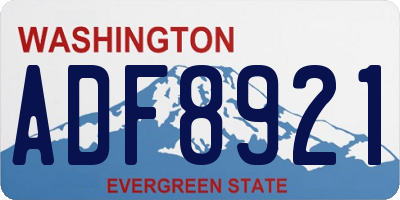 WA license plate ADF8921