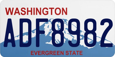 WA license plate ADF8982