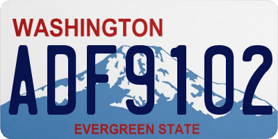 WA license plate ADF9102