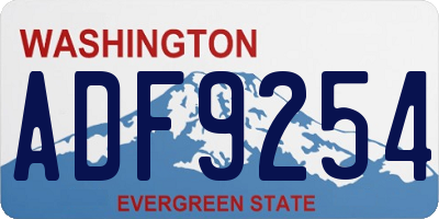 WA license plate ADF9254