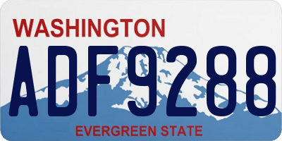 WA license plate ADF9288