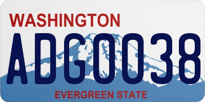 WA license plate ADG0038